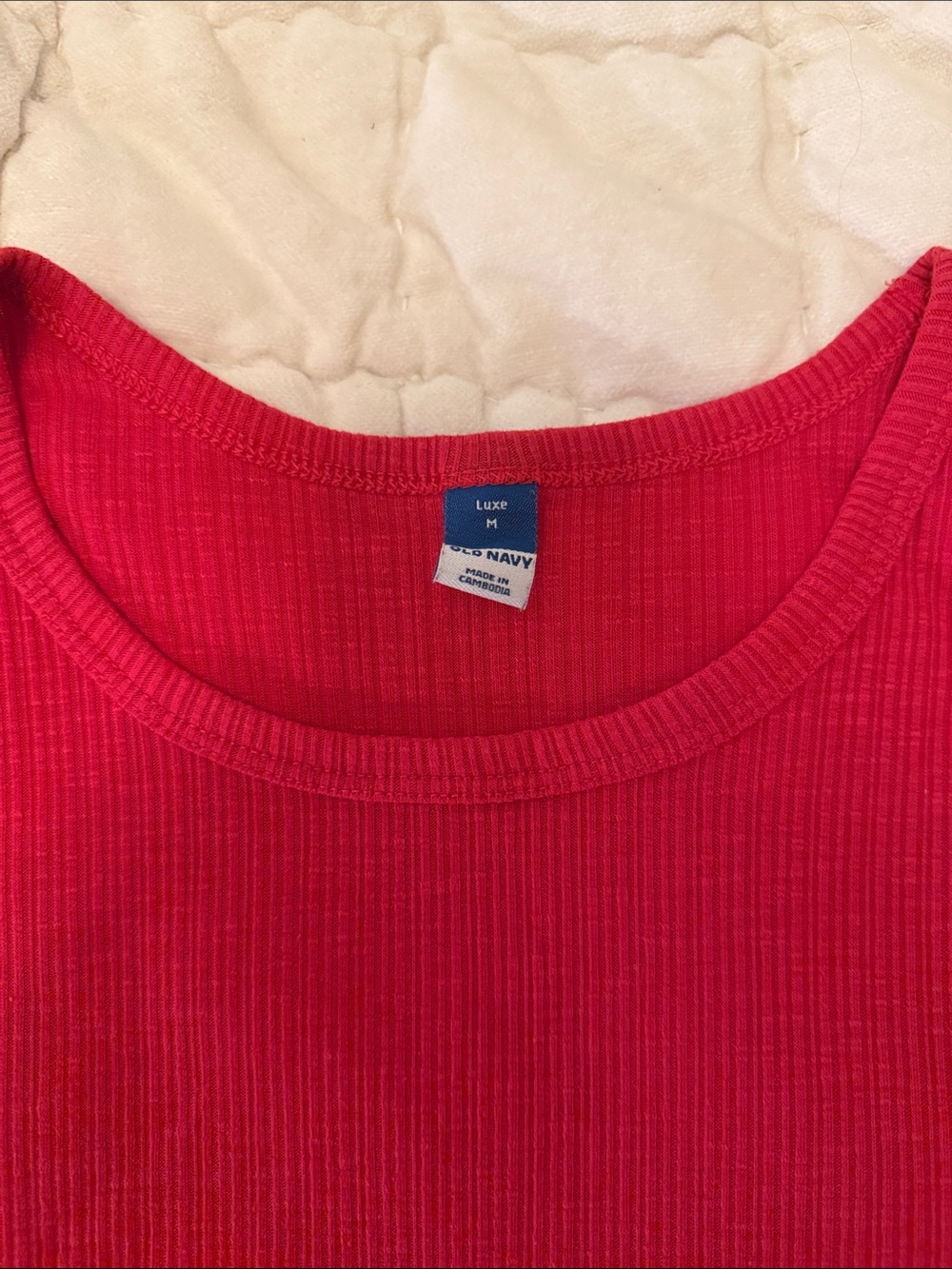 Old Navy Red Ribbed Tank Top - Picture 2 of 3